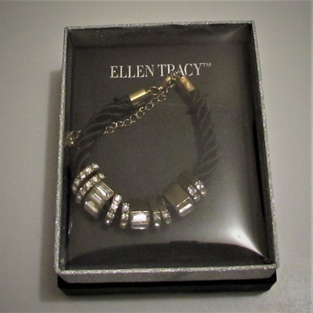 New Ellen Tracy Black Silver and Gold Bracelet